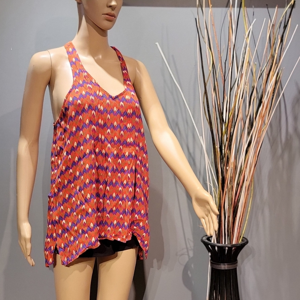 Lucky brand Chiffon Multicolor Racer Back Top